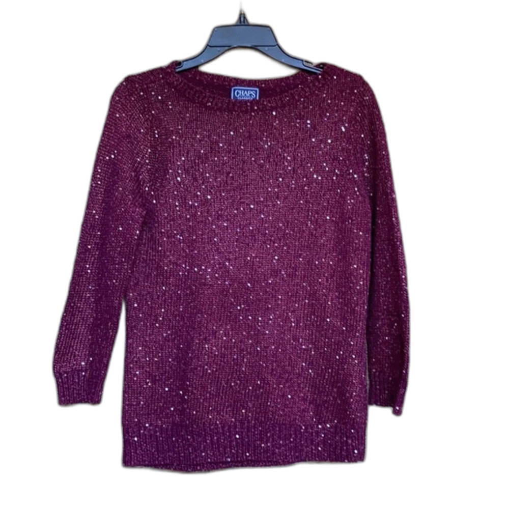 Chaps sequins cotton blend sweater